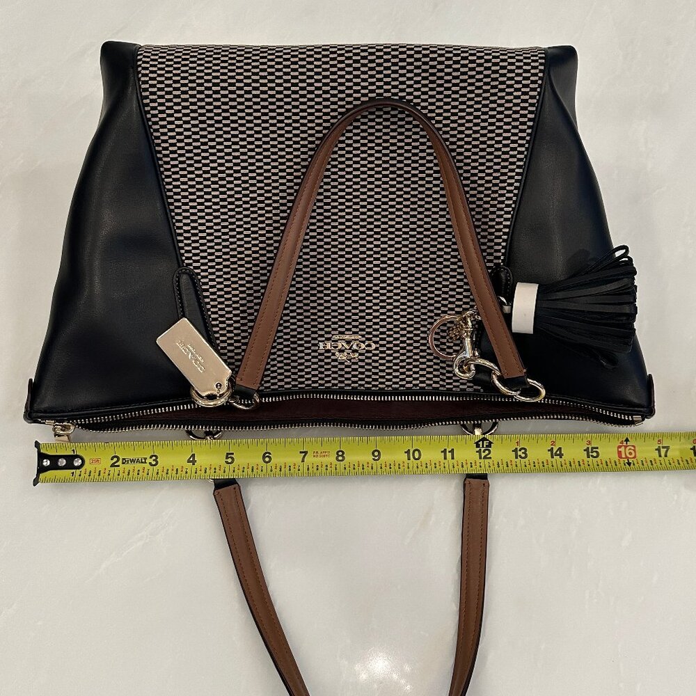 Coach/ Legacy Jacquard AVA Tote Bag F57246/ Black Leather w Gold Hardware/ NWOT - Picture 11 of 16